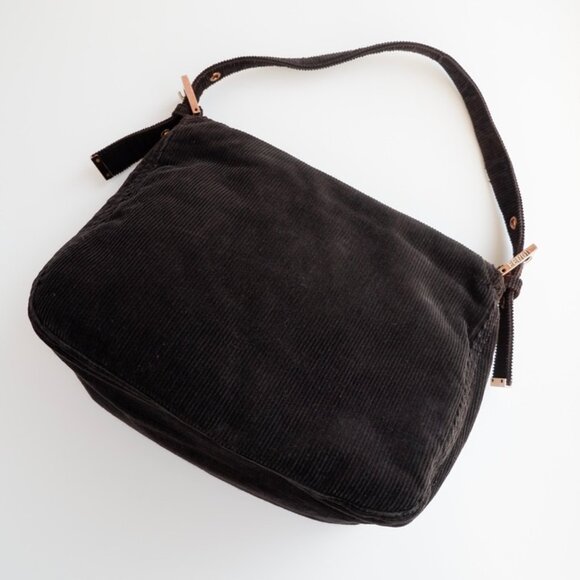 Authentic Preowned Fendi Black Corduroy Baguette Shoulder Bag - Picture 7 of 13